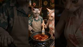 Island flavors, feline chefs, and a delicious Hawaiian classic 🍙🌺🐱 #foodie #cooking
