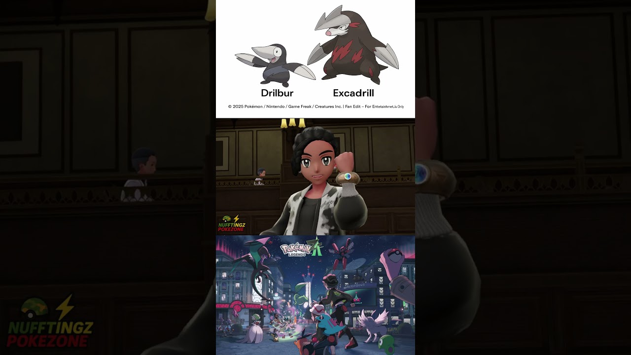 Shiny Alpha Drilbur Evolution into Mega Excadrill – Pokémon Legends Z-A Gameplay ⚙️✨