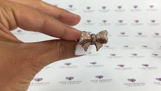 14k Rose anf Black Gold Bow Ring with Real Champagne Diamonds