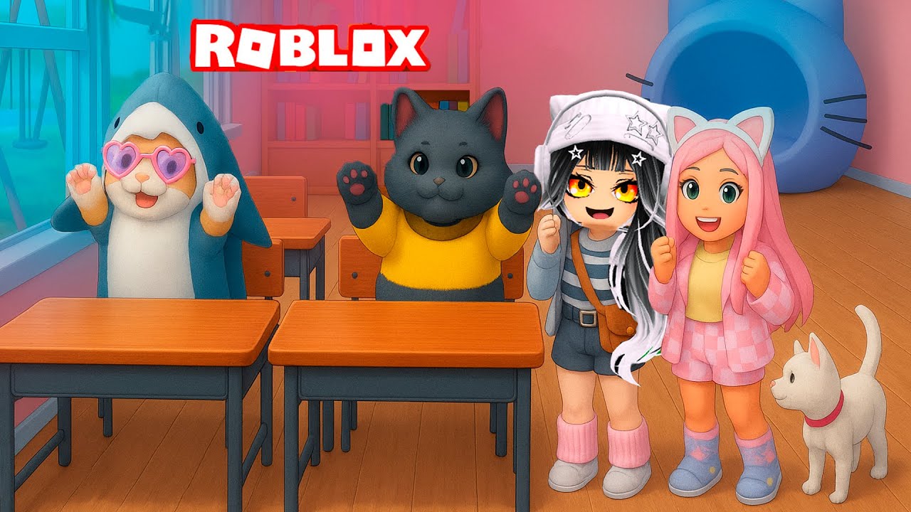 УЧИМСЯ в ШКОЛЕ КОТЯТ в РОБЛОКС | ВЕЧЕРИНКА КОТЯТ с ПУШИСТЫМ ГЕЙМЕРОМ в ROBLOX