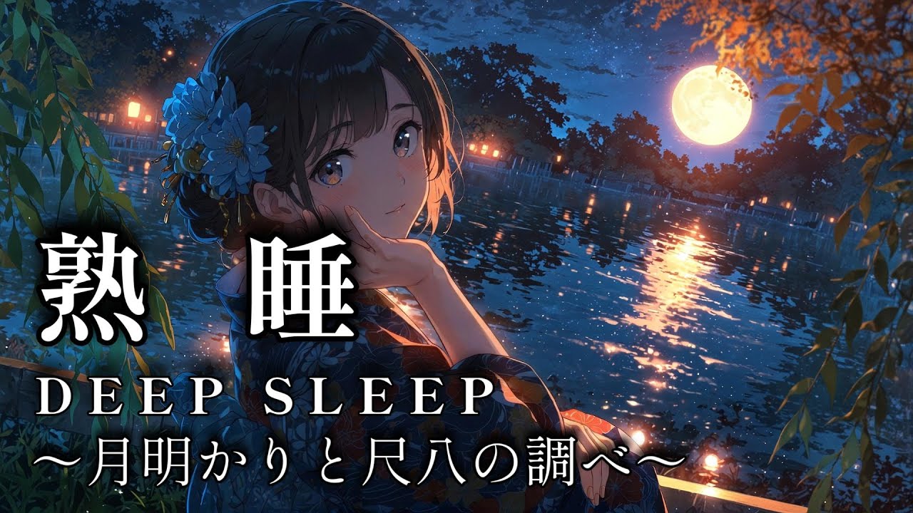 【熟睡】和の音色で深く眠る。月明りの湖畔と優しい尺八の睡眠BGM｜リラックス・疲労回復