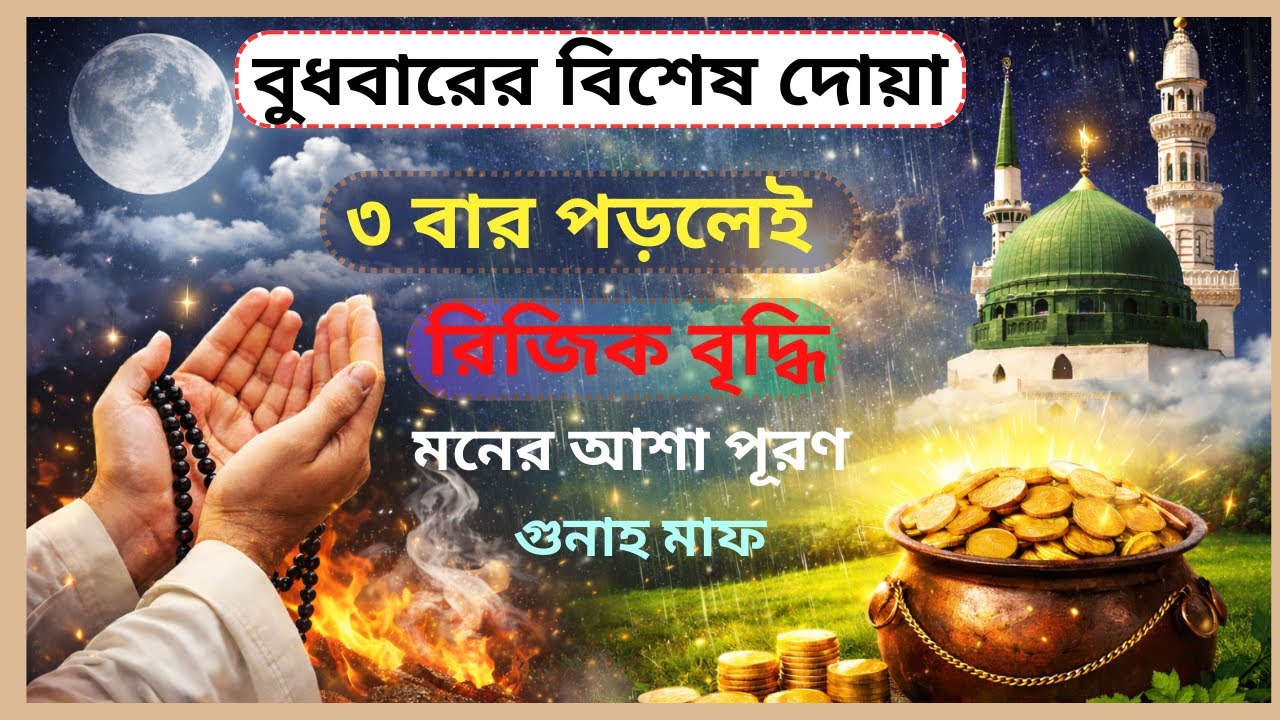 আজ ২৩ই রজব বুধবারের বিশেষ দোয়া | ৩ বার পড়লেই বৃষ্টি মতো রিজিক ও কবিরা