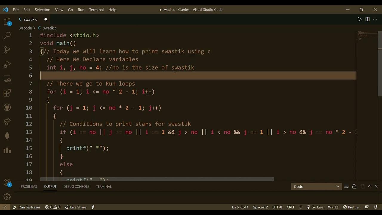 Make Swastik using C| Learn to Code asterisk pattern| Stylish Coder ...