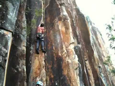 Clint takes a ground fall at Frog Buttress