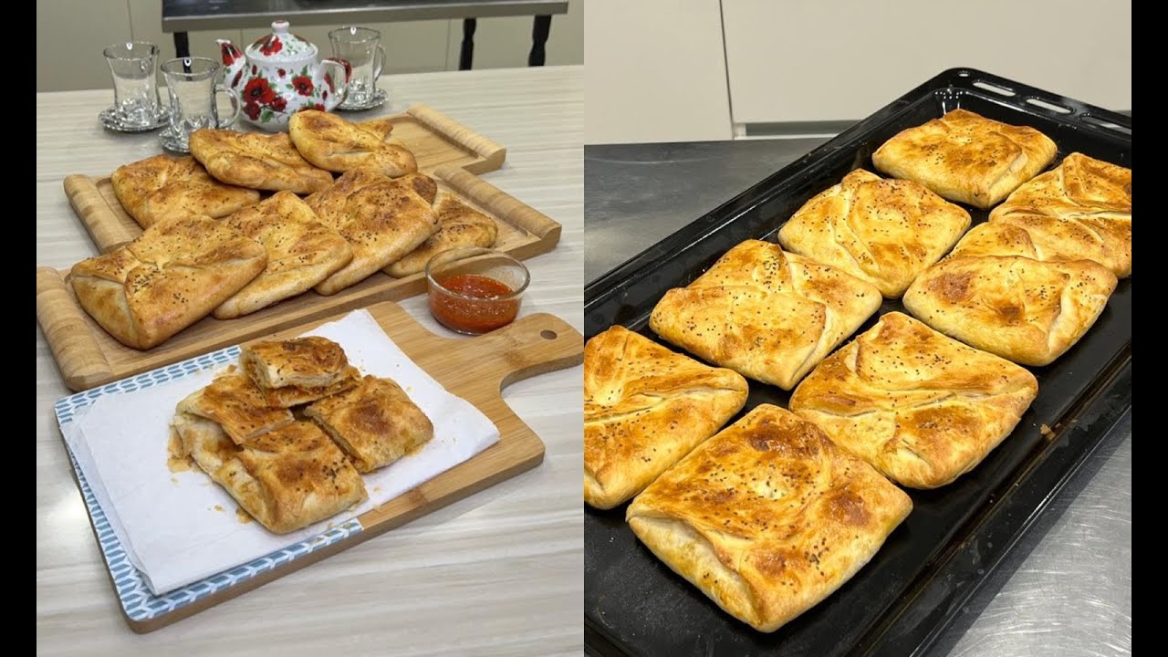 فطائر لذيذه و مقرمشه و الحشوه تجنن فطائر المربعات طبقات  ام يزيد التركستاني