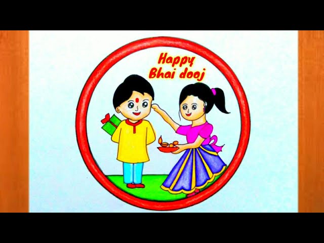 Happy Bhai Dooj Drawing//Happy Bhaidooj Poster Drawing Idea//How to Draw  Happy Bhaidooj Poster - YouTube