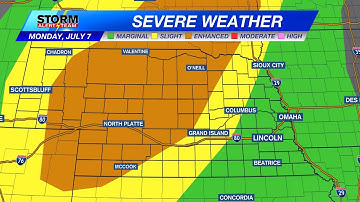 First Enhanced (Level 3 of 5) risk in Nebraska since mid-June - July 7, 2025