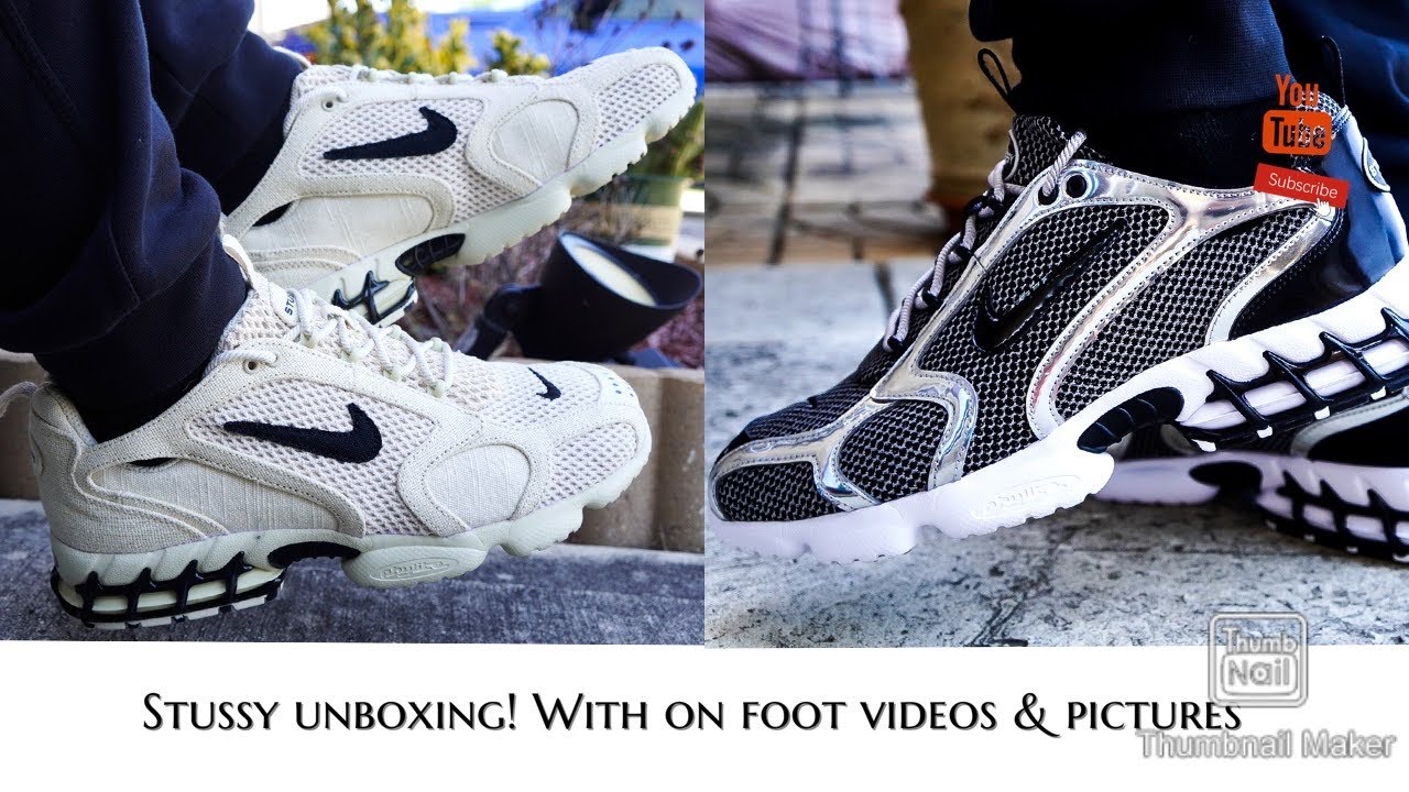 Stussy Air Zoom Spiridon Fossil & Pure Platinum Unboxing with On foot