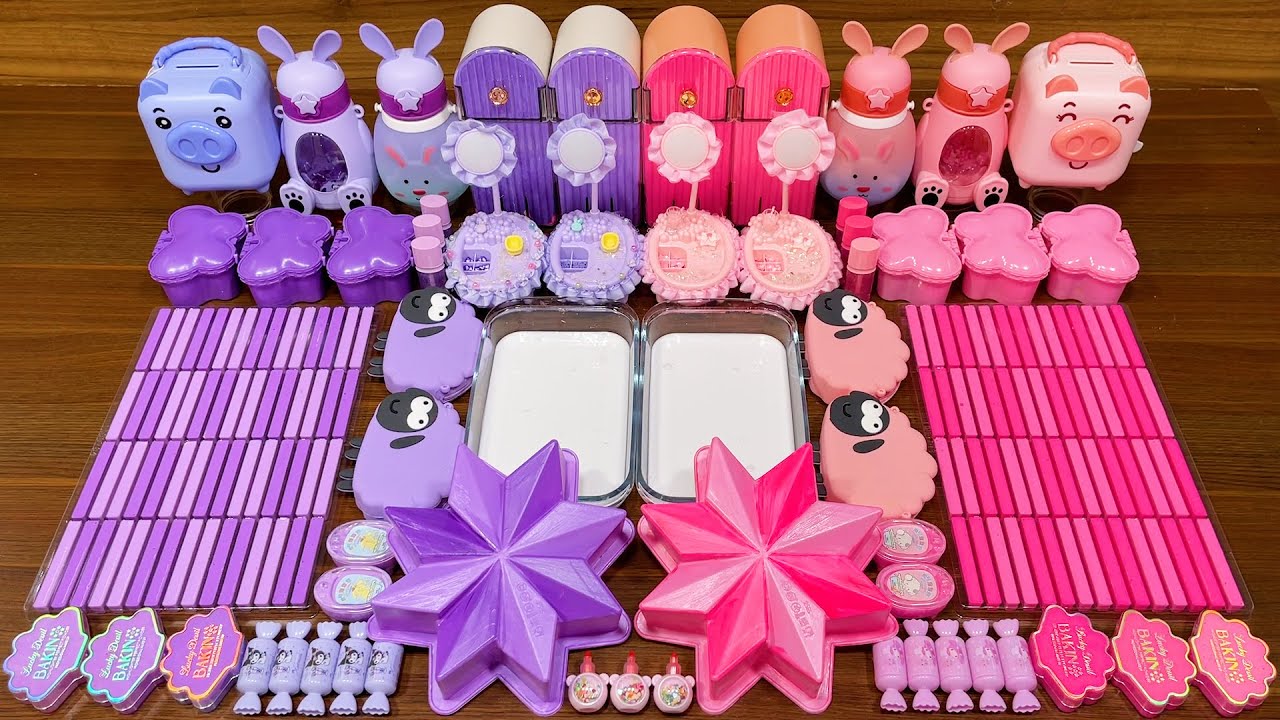 PINK vs PURPLE !!! Mixing random into GLOSSY !!!Satisfying Nastya Slime 