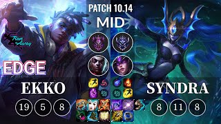 RNW Edge Ekko vs Syndra Mid - KR Patch 10.14