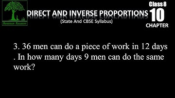 Class 8 Direct and Inverse Proportions State and CBSE Syllabus