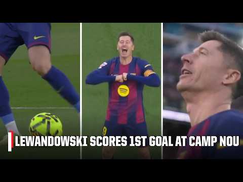 ROBERT LEWANDOWSKI SCORES THE FIRST GOAL AT THE NEW CAMP NOU 🔥 | ESPN FC