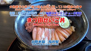 越前ガニ2杯分??　まつ田せいこ丼 　#北陸・中部グルメ紀行　vol.2　北陸本線　福井駅　期間限定！11月から12月の2か月間！　あの大物歌手が丼に??　め・ぐ・り逢えたね、待っていた運命の丼♡