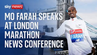 Mo Farah speaks at London Marathon news conference