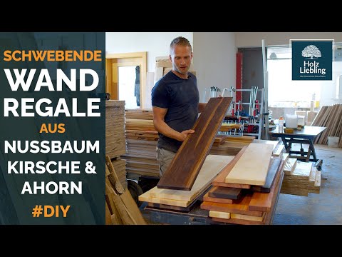 Schwebende Wandregale aus Nussbaum, Kirsche & Ahorn herstellen | Holzplatten kaufen