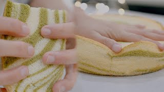 【4K ASMR】How to make zebra pattern chiffon cake/ Matcha Flavour by AtTasty 299 views 2 years ago 5 minutes, 49 seconds