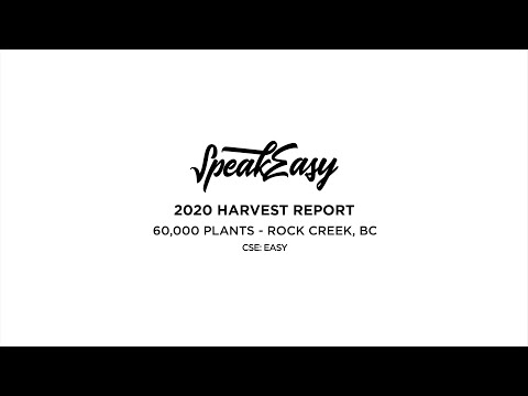 SpeakEasy Exceeds Projected Estimates With 72,000 Kilograms on Completion of 2020 Outdoor Harvest