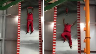Man Screams and Refuses to Go Down Slide With 32-Foot Drop