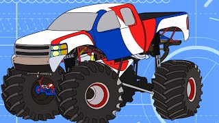 Мультик для детей - Пазл с машинками - МОНСТЕР ТРАК, ХАММЕР, АВТОБУС, ПИКАП, ФУРГОН. screenshot 4