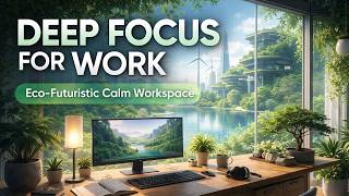 Deep Focus for Work | Eco-Futuristic Calm Workspace Ambience (1 Hour)