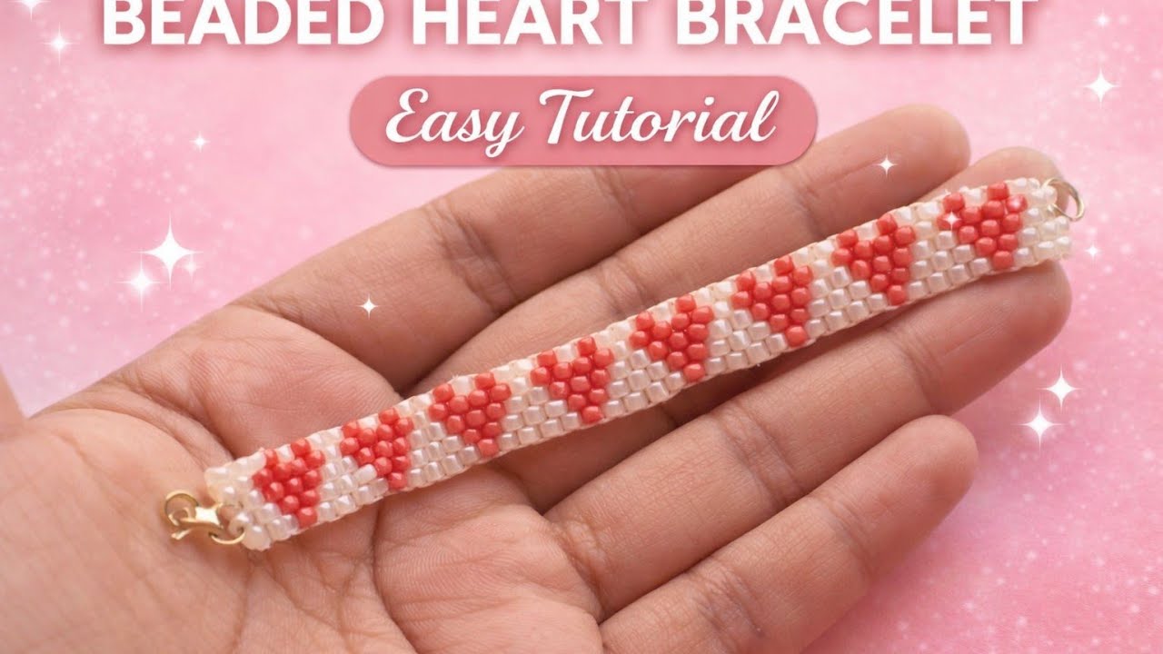 Easy Beaded Heart Bracelet Tutorial | step by step DIY Jewellery Making| Nandini Beads Jewellery