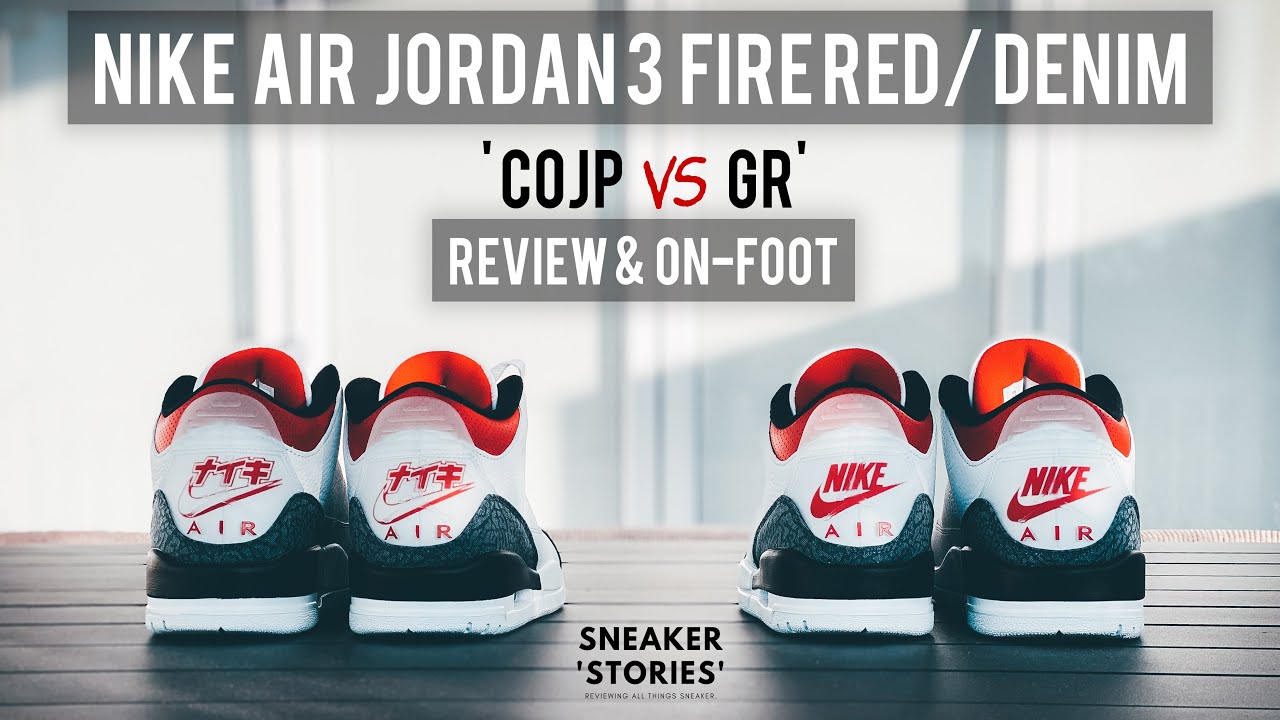 Nike Air Jordan 3 Cojp Vs Gr Denim Fire Red Review On Foot Youtube