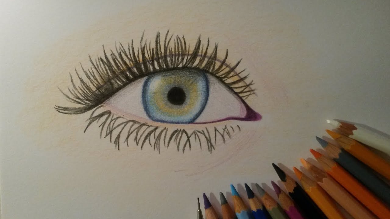 How to draw an eye with colored pencils (easy way) YouTube