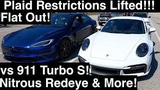 Plaid 1/4mile Restrictions Lifted! Porsche 911 Turbo S! Trackhawk! Corvette, Redeye w/2 Nitrous kits