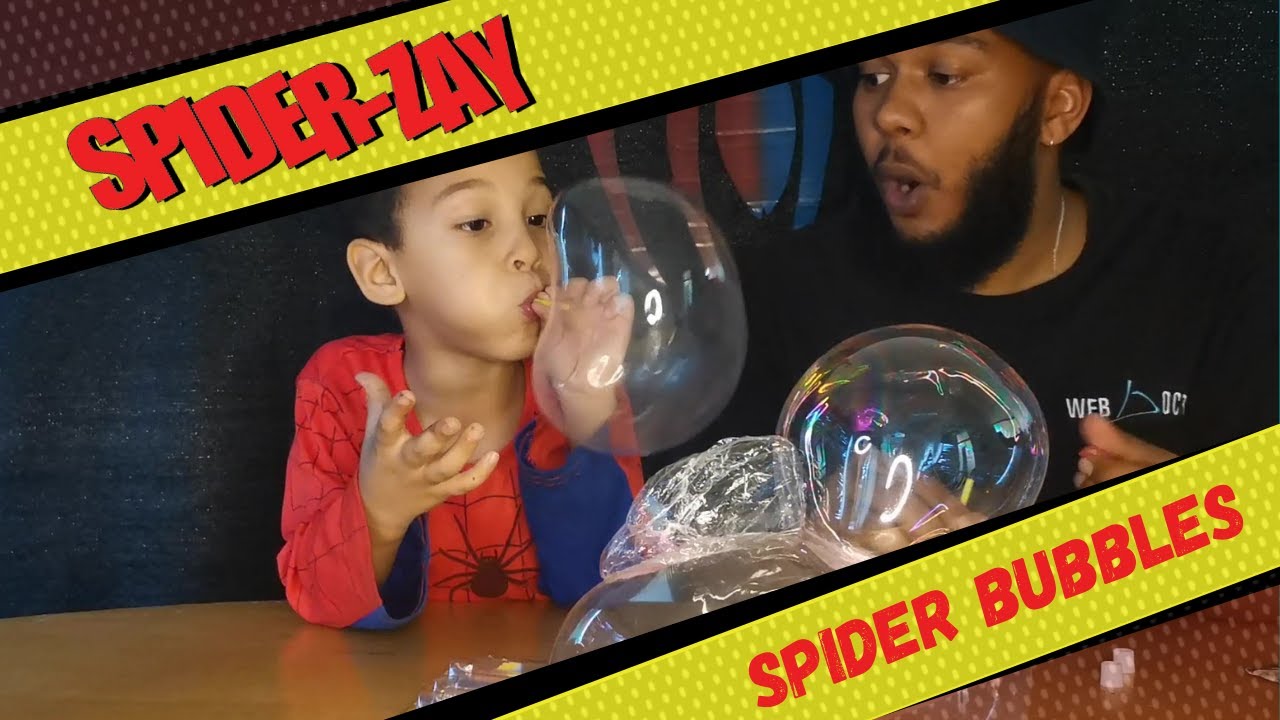 Spider-Zay and Spider-Dad got some awesome SPIDER BUBBLES that is made from alien space balloons!