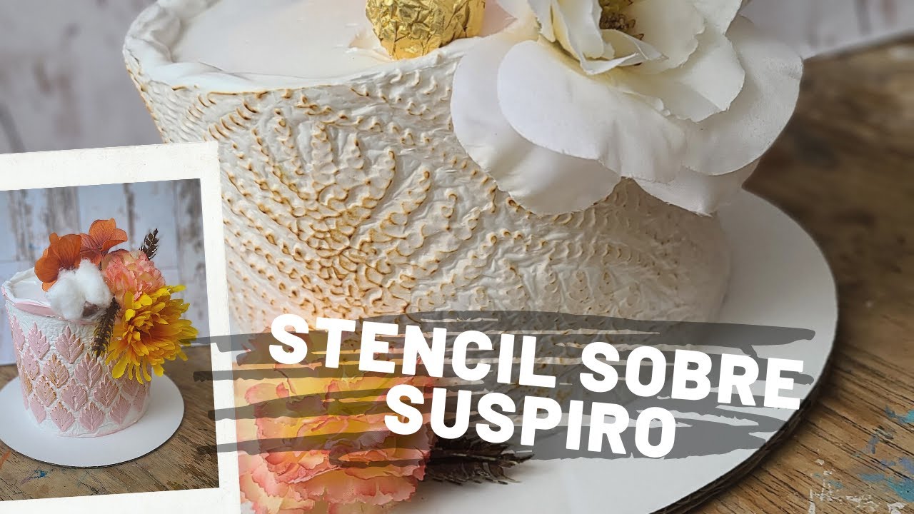 COMO USAR STENCIL SOBRE MERENGUE ITALIANO O SUSPIRO ||CAKE DECORATION ||STENCIL