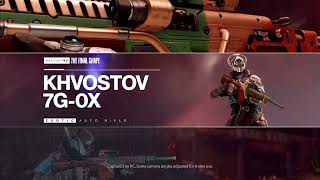 Destiny 2 NEW EXOTIC Khvostov Auto Rifle!