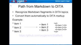 Markdown support in Oxygen presented by George Bina at Oxygen Users Meetup, Prague 2017