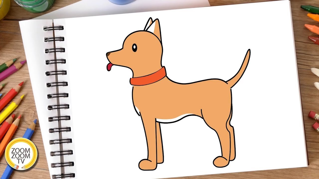 Hướng dẫn cách vẽ CON CHÓ, Tô màu CON CHÓ - How to draw a Dog ...