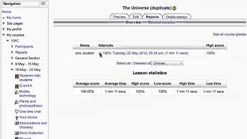 Moodle - Analysis and overview of lesson reports