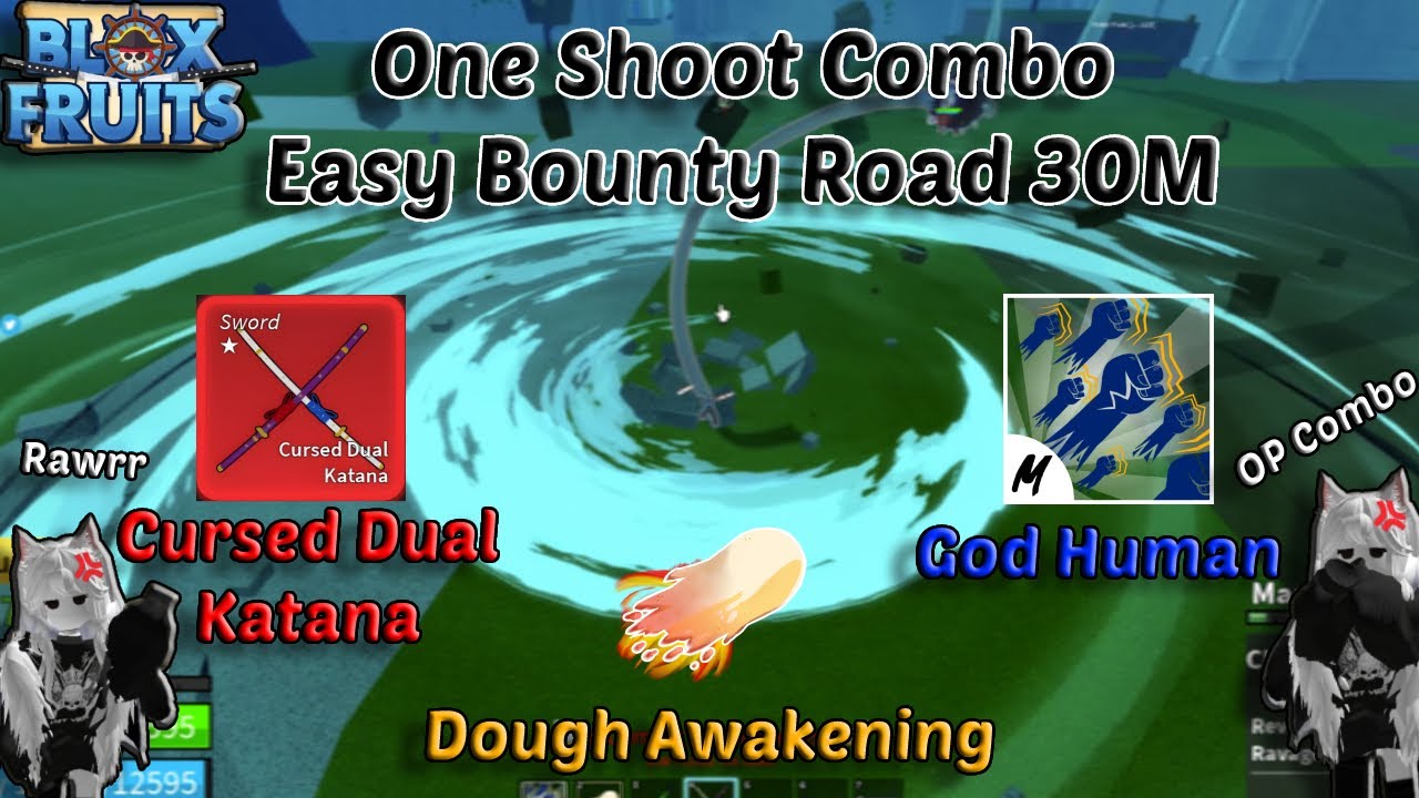 60M Bounty Pirates  God Human + CDK/Dark Blade + Portal/Rumble Combo (Blox  Fruits Bounty Hunting) 