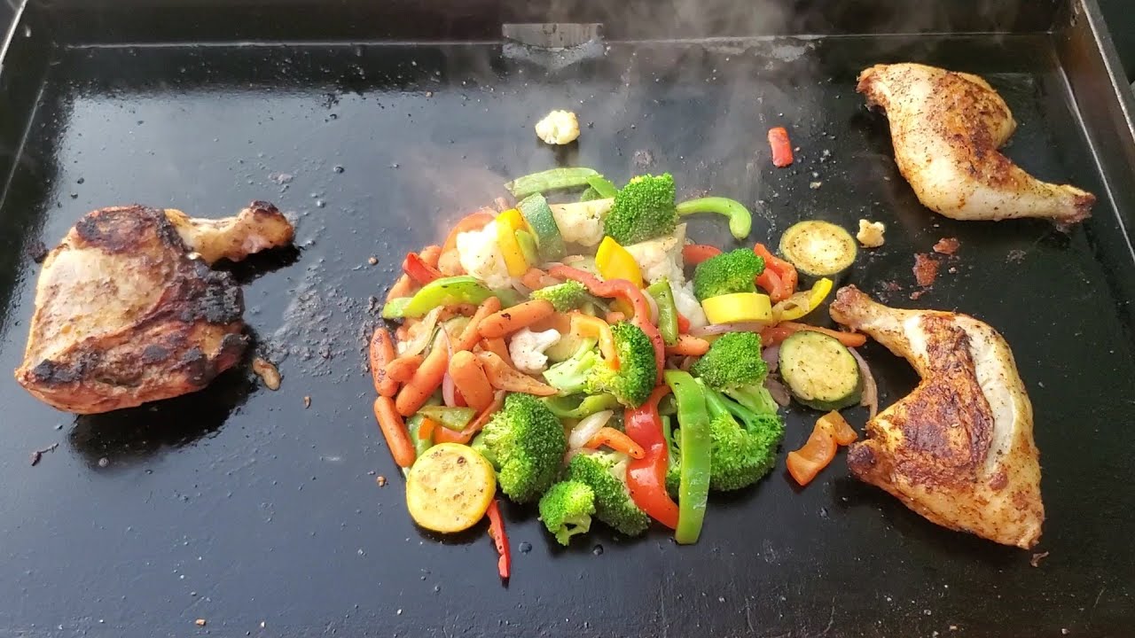 Griddle Porn Chicken and Veggies on the Blackstone YouTube