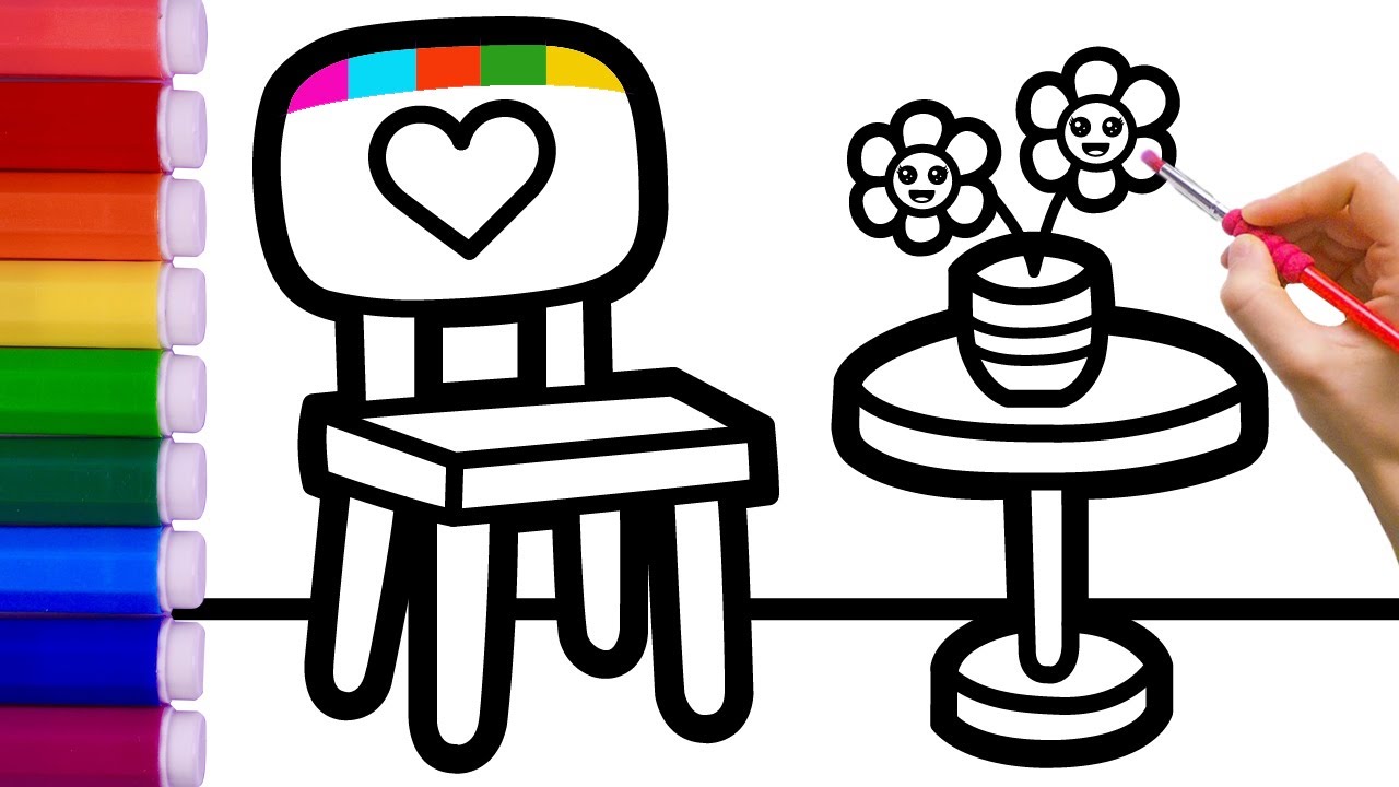 Chair Drawing, Painting, Coloring for Kids and Toddlers How To Draw