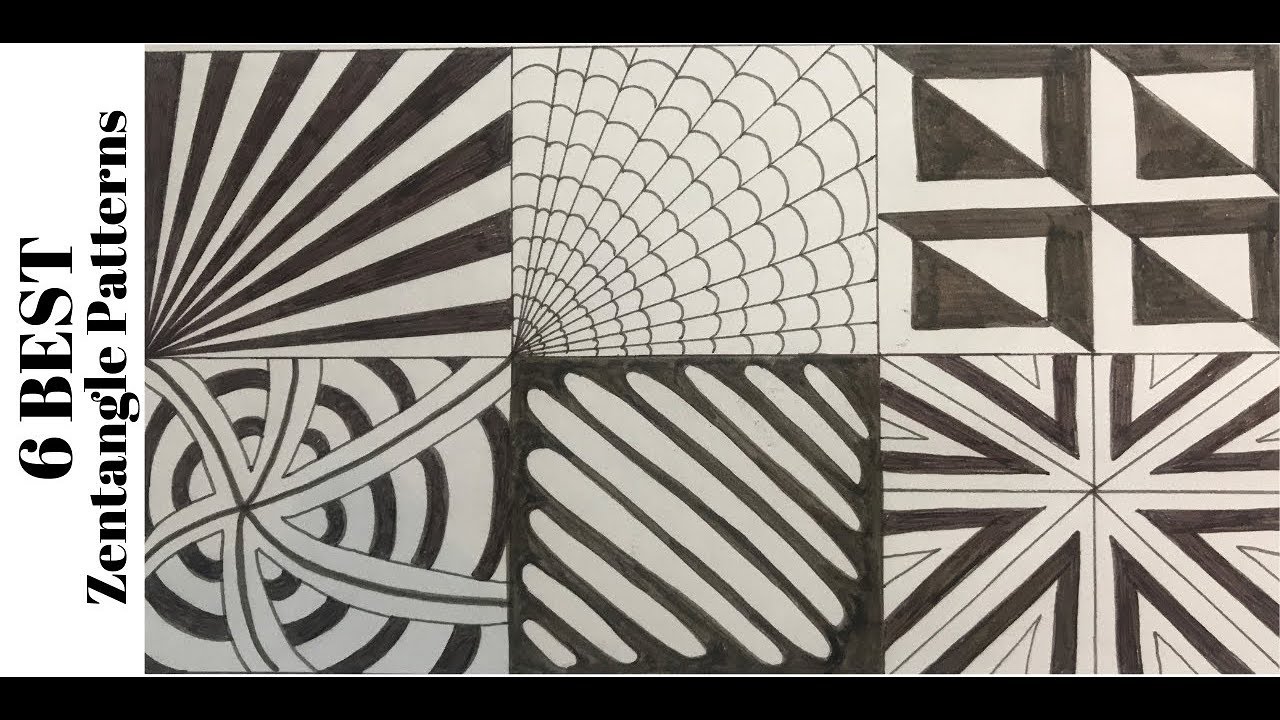 6 Zentangle Patterns For Beginners How To Draw Easy Doodle Art Tutorial Drawing 34 39 Youtube