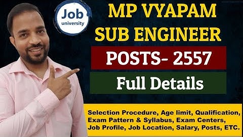 MP Vyapam Sub Engineer Vacancy 2022 | MPPEB Group 3 Sub Engineer Syllabus | Exam Pattern | Salary