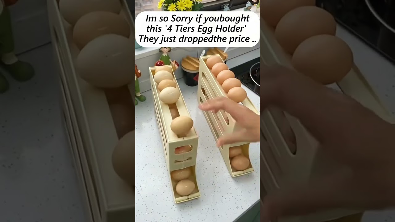 Compact egg rolling storage box for fridge, holds 30 eggs!