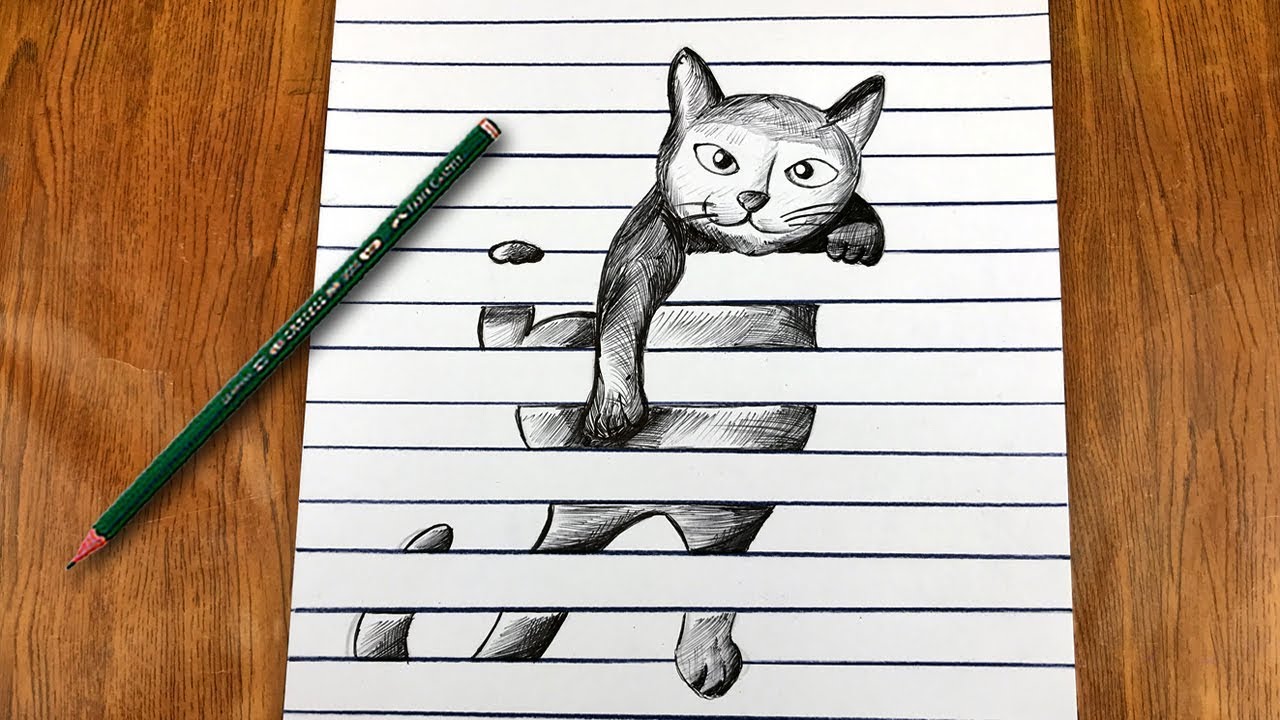 Como Dibujar Gato en 3D | Videos para Niños | Videos Animados - thptnganamst.edu.vn