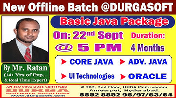 Basic Java Package Offline Training @ DURGASOFT