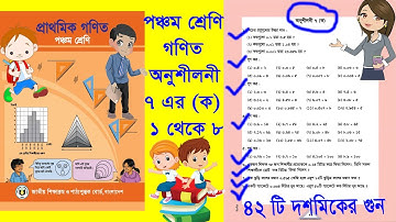 পঞ্চম শ্রেণি, গণিত - অনুশীলনী ৭, ১ থেকে ৮ পর্যন্ত, টি দশমিকের গুন, Class 5 math solution, Exercise 7