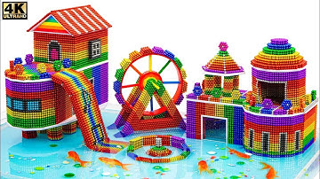 DIY How To Build Slide House, WaterWheel, Swimming Pool For Goldfish From Magnetic Balls Satisfying