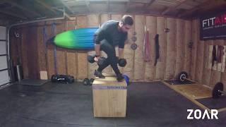 Dumbbell Burpee Box Step-Over