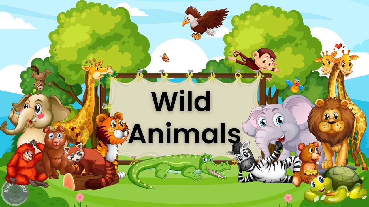 Wild animals names sound english kids vocabulary nursery kids