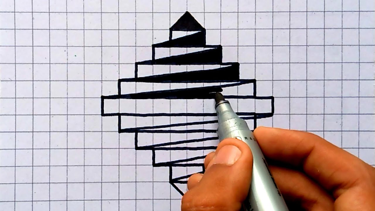 How to draw Optical Illusion 3D on Graph Paper 🤔