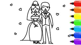 How To Draw Wedding Bride And Groom Coloring Page For Kids I Learn Coloring Book