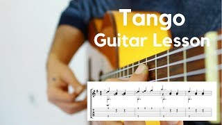 Tango - Gitar Dersi - Guitar Lesson + Tutorial Fingerstyle Tab chords