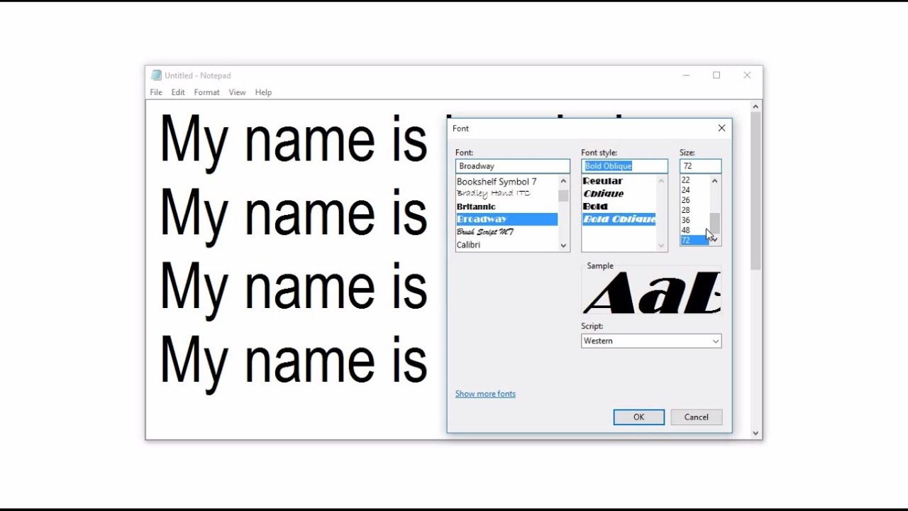 Notepad Format, View, Help Menu | 
